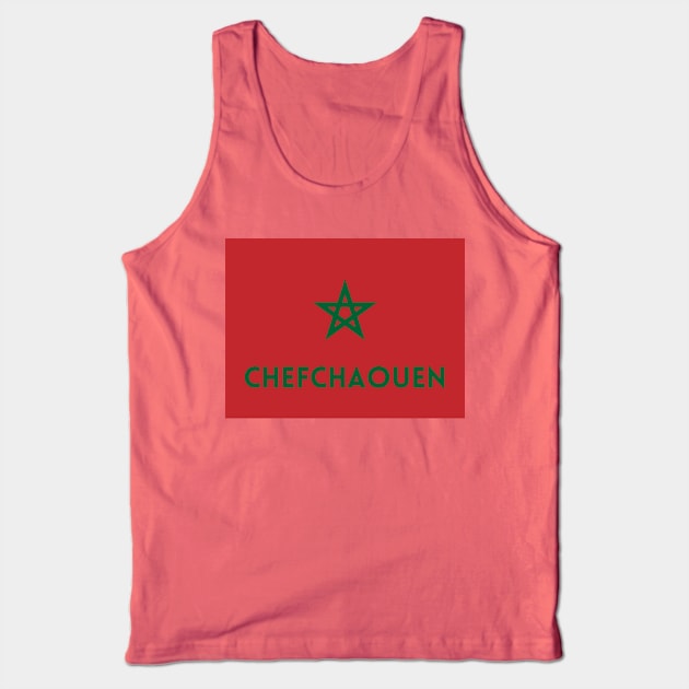 Chefchaouen City in Moroccan Flag Tank Top by aybe7elf